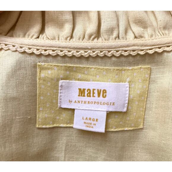 Maeve by Anthropologie Audi Linen Ruffle  Loose Fit Blouse Size Large - Picture 7 of 9